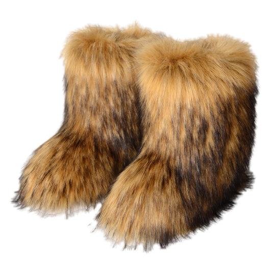 Cookies Womens Faux Fur Boots Fuzzy Fluffy Furry Round Toe Suede Boots Winter Comfy Plush Warm Snow Boots Comfortable Winter Ankle Booties Anti Slip Outdoor Indoor Flat Shoes