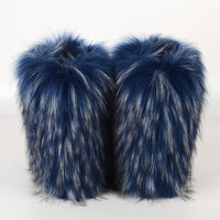 Cookies Womens Faux Fur Boots Fuzzy Fluffy Furry Round Toe Suede Boots Winter Comfy Plush Warm Snow Boots Comfortable Winter Ankle Booties Anti Slip Outdoor Indoor Flat Shoes
