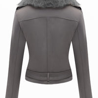 Cookies Women Faux Leather Suede Jacket Moto Biker Coat