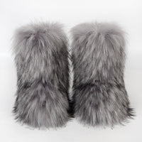 Cookies Womens Faux Fur Boots Fuzzy Fluffy Furry Round Toe Suede Boots Winter Comfy Plush Warm Snow Boots Comfortable Winter Ankle Booties Anti Slip Outdoor Indoor Flat Shoes