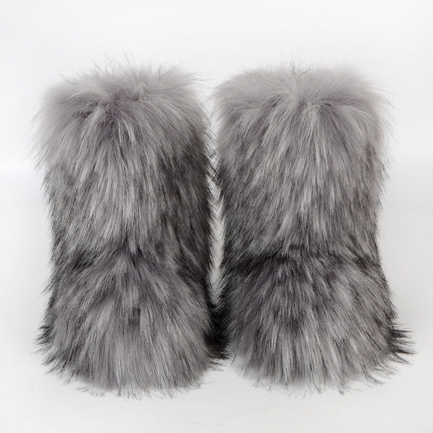Cookies Womens Faux Fur Boots Fuzzy Fluffy Furry Round Toe Suede Boots Winter Comfy Plush Warm Snow Boots Comfortable Winter Ankle Booties Anti Slip Outdoor Indoor Flat Shoes