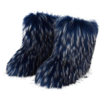 Cookies Womens Faux Fur Boots Fuzzy Fluffy Furry Round Toe Suede Boots Winter Comfy Plush Warm Snow Boots Comfortable Winter Ankle Booties Anti Slip Outdoor Indoor Flat Shoes