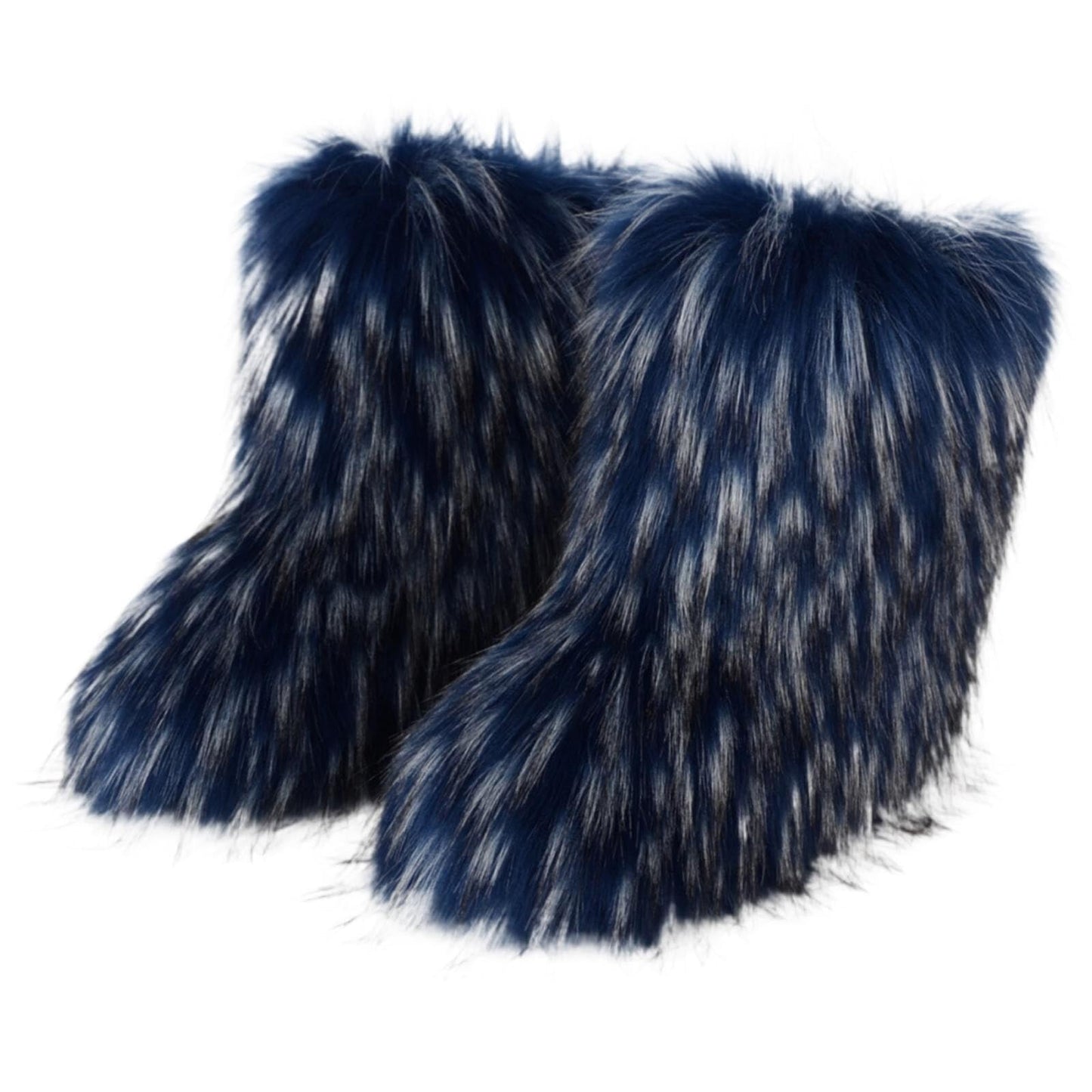 Cookies Womens Faux Fur Boots Fuzzy Fluffy Furry Round Toe Suede Boots Winter Comfy Plush Warm Snow Boots Comfortable Winter Ankle Booties Anti Slip Outdoor Indoor Flat Shoes