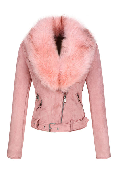 Cookies Women Faux Leather Suede Jacket Moto Biker Coat