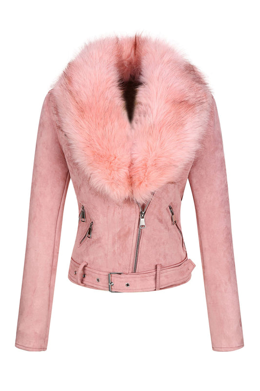 Cookies Women Faux Leather Suede Jacket Moto Biker Coat