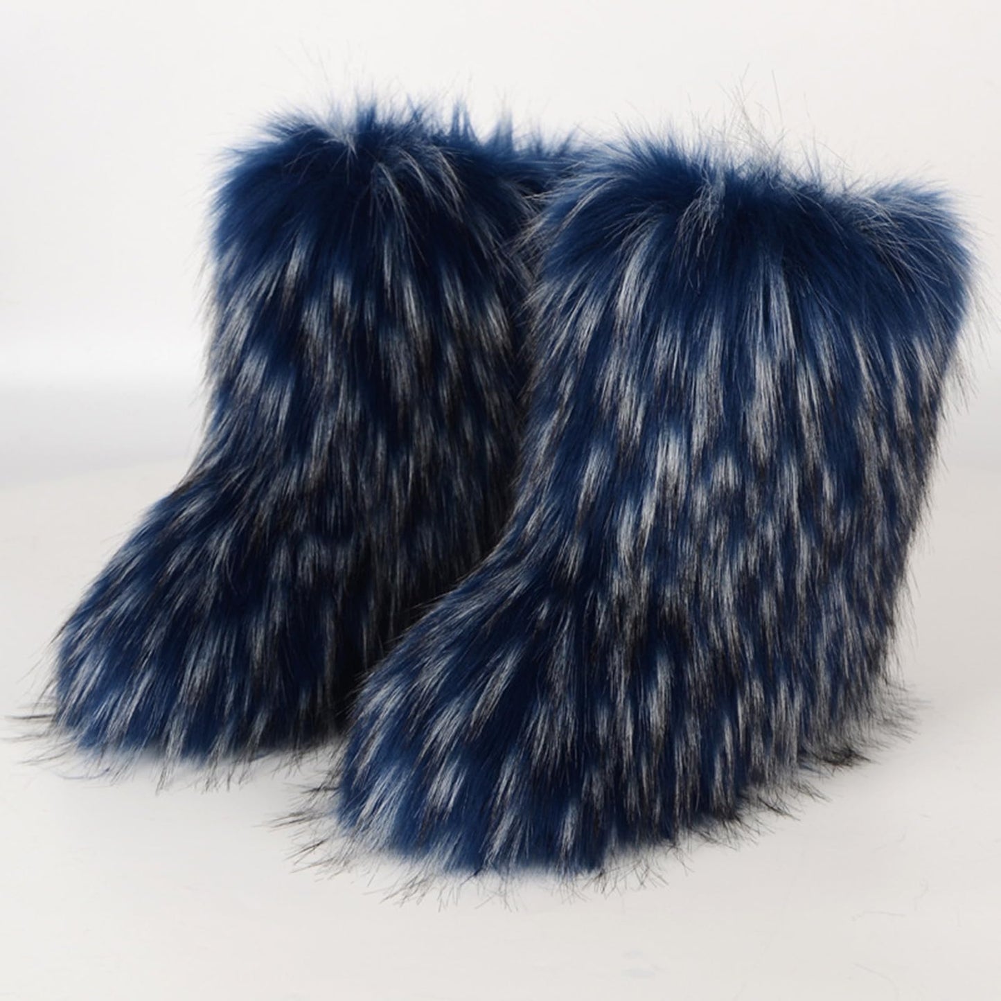 Cookies Womens Faux Fur Boots Fuzzy Fluffy Furry Round Toe Suede Boots Winter Comfy Plush Warm Snow Boots Comfortable Winter Ankle Booties Anti Slip Outdoor Indoor Flat Shoes