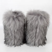 Cookies Womens Faux Fur Boots Fuzzy Fluffy Furry Round Toe Suede Boots Winter Comfy Plush Warm Snow Boots Comfortable Winter Ankle Booties Anti Slip Outdoor Indoor Flat Shoes