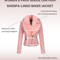 Cookies Women Faux Leather Suede Jacket Moto Biker Coat