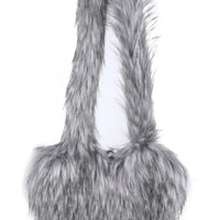 Cookies Heart Shaped Furry Purse for Women Large Soft Shoulder Bag Fluffy Faux Fur Trendy Y2K Girls Handbag