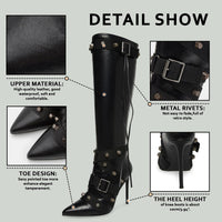 Cookies Stiletto Boots Heels Side Zipper Buckle Tassel Boots Sexy Ladies