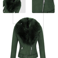 Cookies Women Faux Leather Suede Jacket Moto Biker Coat