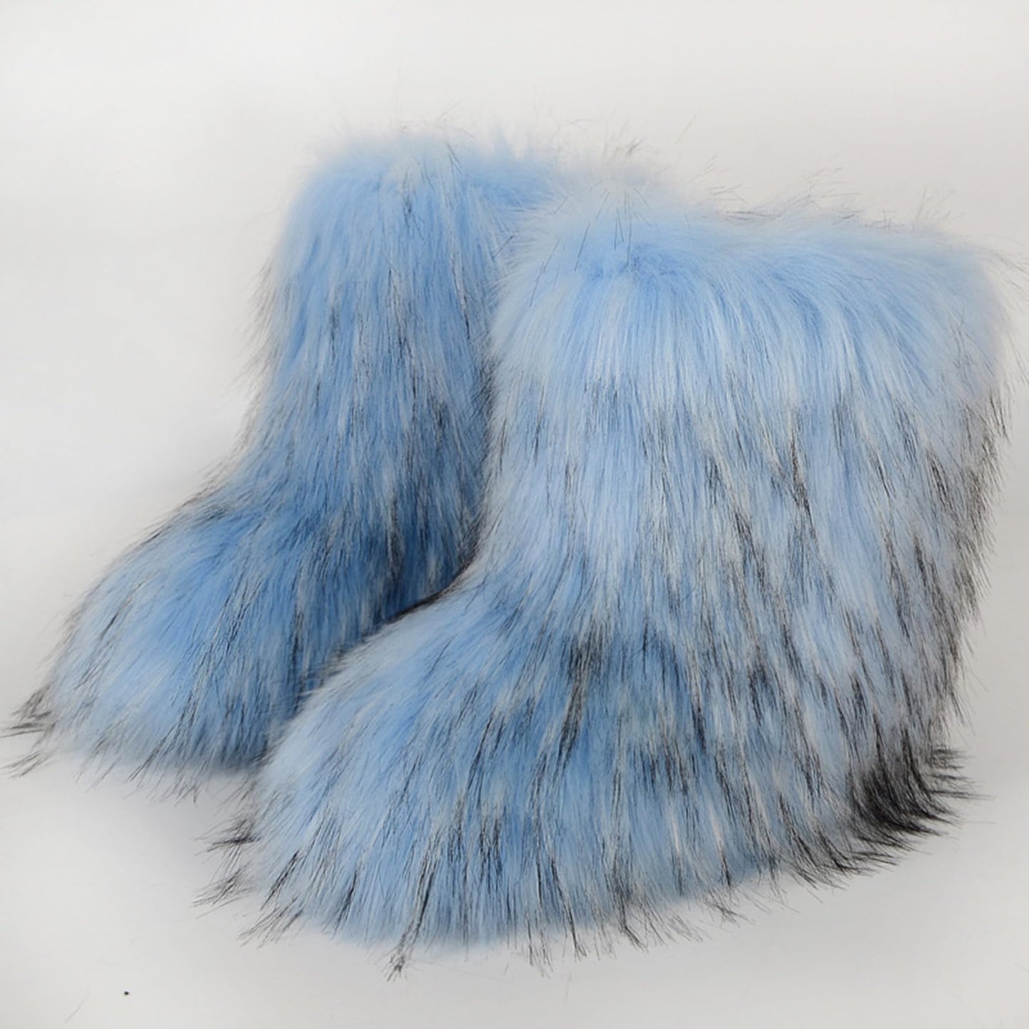 Cookies Womens Faux Fur Boots Fuzzy Fluffy Furry Round Toe Suede Boots Winter Comfy Plush Warm Snow Boots Comfortable Winter Ankle Booties Anti Slip Outdoor Indoor Flat Shoes