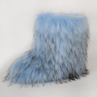 Cookies Womens Faux Fur Boots Fuzzy Fluffy Furry Round Toe Suede Boots Winter Comfy Plush Warm Snow Boots Comfortable Winter Ankle Booties Anti Slip Outdoor Indoor Flat Shoes