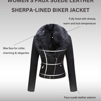 Cookies Women Faux Leather Suede Jacket Moto Biker Coat