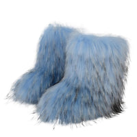Cookies Womens Faux Fur Boots Fuzzy Fluffy Furry Round Toe Suede Boots Winter Comfy Plush Warm Snow Boots Comfortable Winter Ankle Booties Anti Slip Outdoor Indoor Flat Shoes