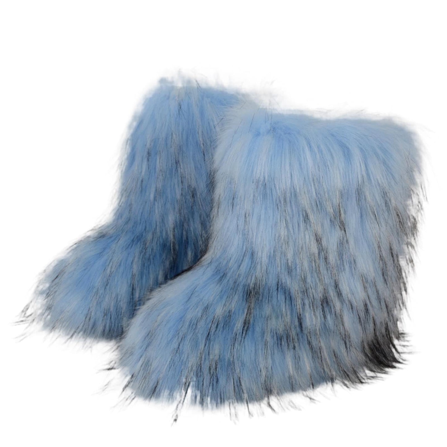 Cookies Womens Faux Fur Boots Fuzzy Fluffy Furry Round Toe Suede Boots Winter Comfy Plush Warm Snow Boots Comfortable Winter Ankle Booties Anti Slip Outdoor Indoor Flat Shoes