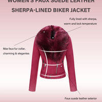 Cookies Women Faux Leather Suede Jacket Moto Biker Coat