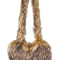 Cookies Heart Shaped Furry Purse for Women Large Soft Shoulder Bag Fluffy Faux Fur Trendy Y2K Girls Handbag