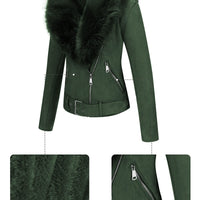 Cookies Women Faux Leather Suede Jacket Moto Biker Coat