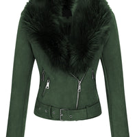 Cookies Women Faux Leather Suede Jacket Moto Biker Coat