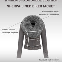 Cookies Women Faux Leather Suede Jacket Moto Biker Coat