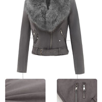 Cookies Women Faux Leather Suede Jacket Moto Biker Coat