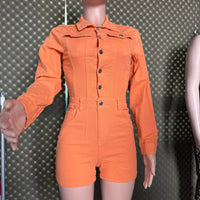 Cookies Short Denim Jumpsuit Rompers with Pockets