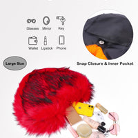 Cookies Heart Shaped Furry Purse for Women Large Soft Shoulder Bag Fluffy Faux Fur Trendy Y2K Girls Handbag
