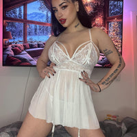 Cookie Sexy Lingerie for Women Lace Babydoll Mesh Chemise Nighty Strappy Lingerie Dress With Garter