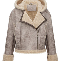 Cookies Women Faux Leather Suede Jacket Moto Biker Coat