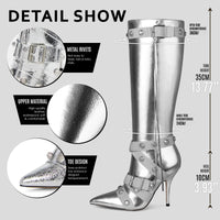 Cookies Stiletto Boots Heels Side Zipper Buckle Tassel Boots Sexy Ladies