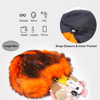 Cookies Heart Shaped Furry Purse for Women Large Soft Shoulder Bag Fluffy Faux Fur Trendy Y2K Girls Handbag