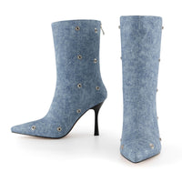 Womens Stiletto High Heel Ankle Boots Sexy Pointed Toe Short Bootie 2.75 Inches Heels Boots Party Shark Boots