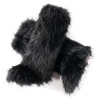 Cookies Women's Faux Fur Boot Furry Fluffy Round Toe Suede Winter Comfy Plush Warm Short Outdoor Indoor Flat Shoes Knee-High Boots