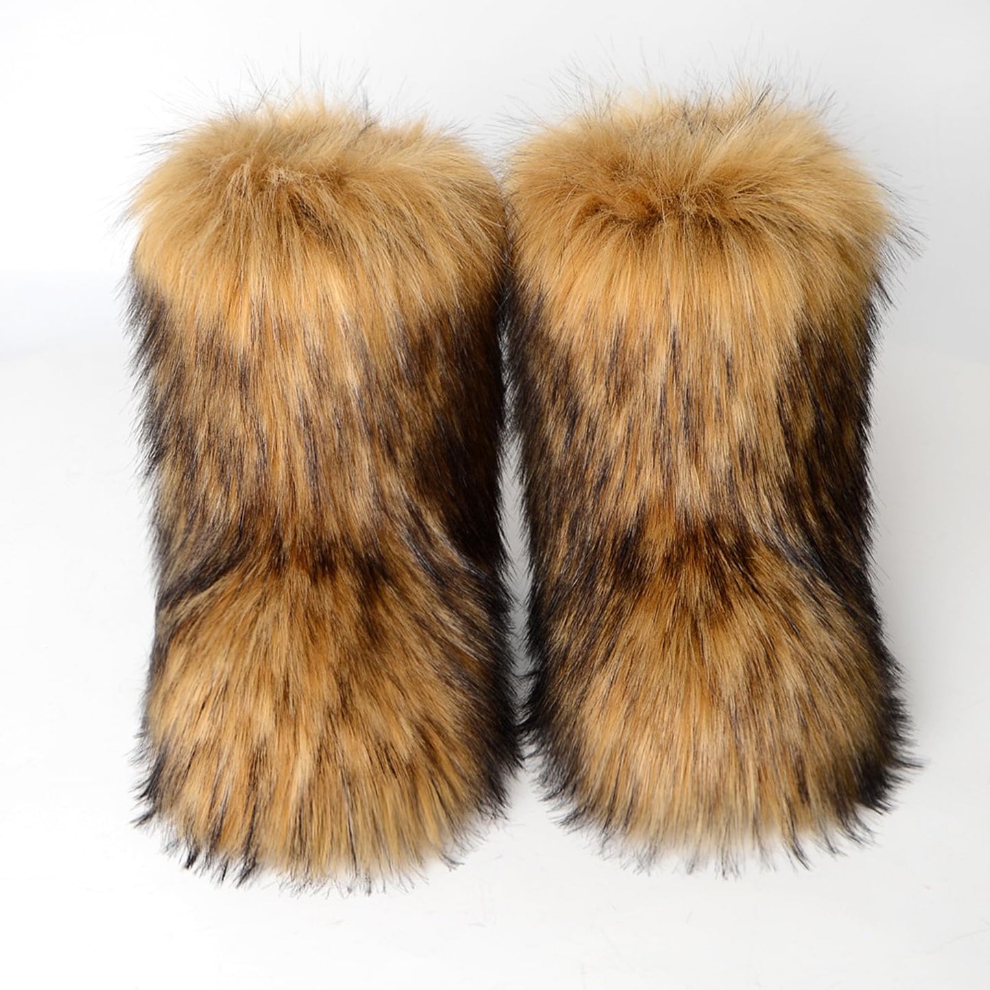 Cookies Womens Faux Fur Boots Fuzzy Fluffy Furry Round Toe Suede Boots Winter Comfy Plush Warm Snow Boots Comfortable Winter Ankle Booties Anti Slip Outdoor Indoor Flat Shoes