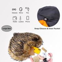 Cookies Heart Shaped Furry Purse for Women Large Soft Shoulder Bag Fluffy Faux Fur Trendy Y2K Girls Handbag