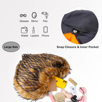 Cookies Heart Shaped Furry Purse for Women Large Soft Shoulder Bag Fluffy Faux Fur Trendy Y2K Girls Handbag