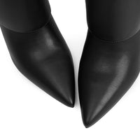 Knee High Boots Women Fold Over Boots Pointed Toe Stiletto Heel