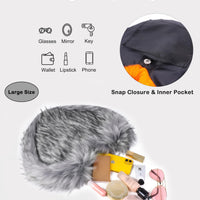 Cookies Heart Shaped Furry Purse for Women Large Soft Shoulder Bag Fluffy Faux Fur Trendy Y2K Girls Handbag