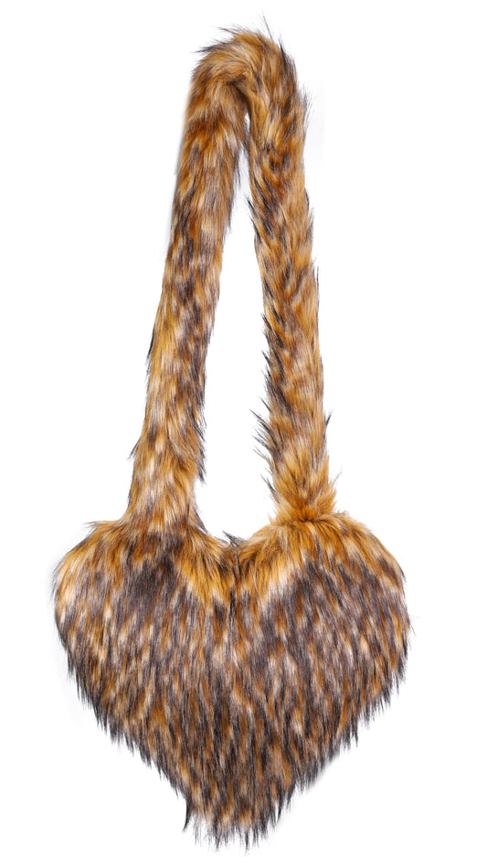 Cookies Heart Shaped Furry Purse for Women Large Soft Shoulder Bag Fluffy Faux Fur Trendy Y2K Girls Handbag