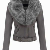 Cookies Women Faux Leather Suede Jacket Moto Biker Coat