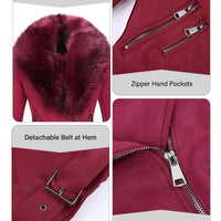 Cookies Women Faux Leather Suede Jacket Moto Biker Coat