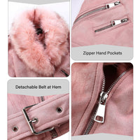 Cookies Women Faux Leather Suede Jacket Moto Biker Coat
