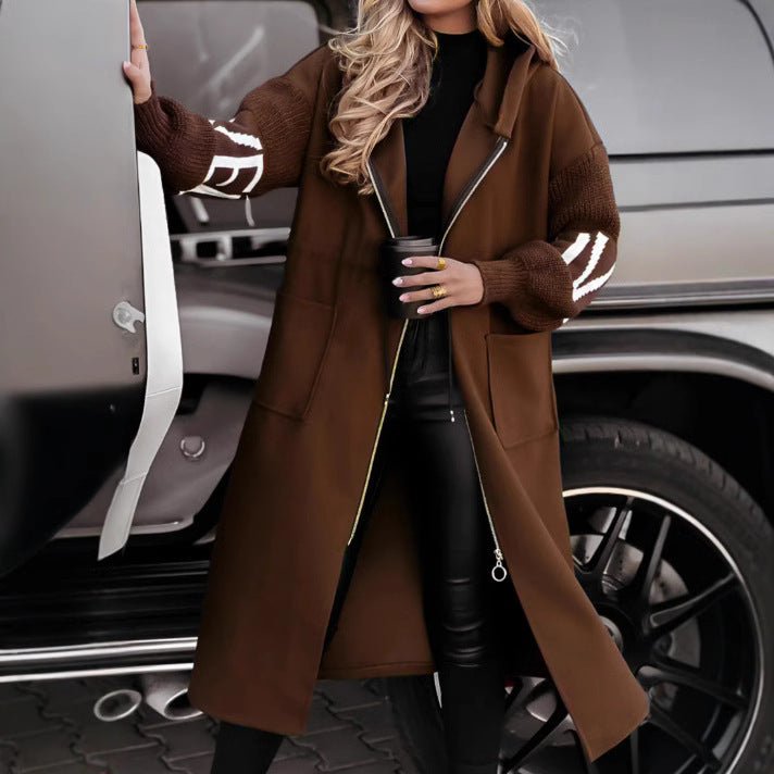 Cookies Hooded Windbreaker Long Jacket With Pockets And Drawstring Design