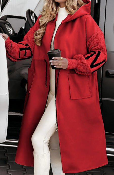 Cookies Hooded Windbreaker Long Jacket With Pockets And Drawstring Design