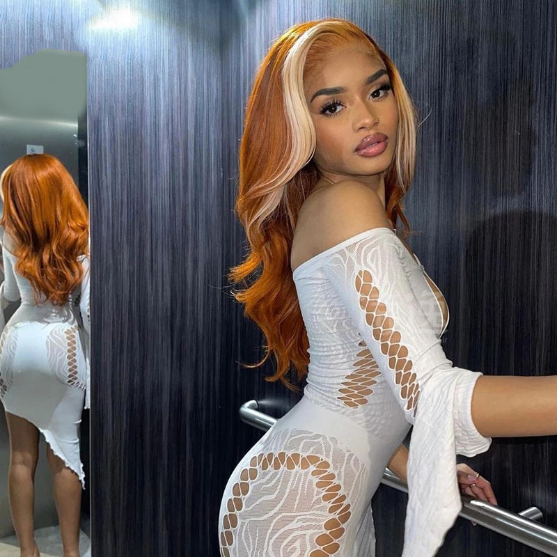 Fire Human Hair Wig Head Cover Highlights 613