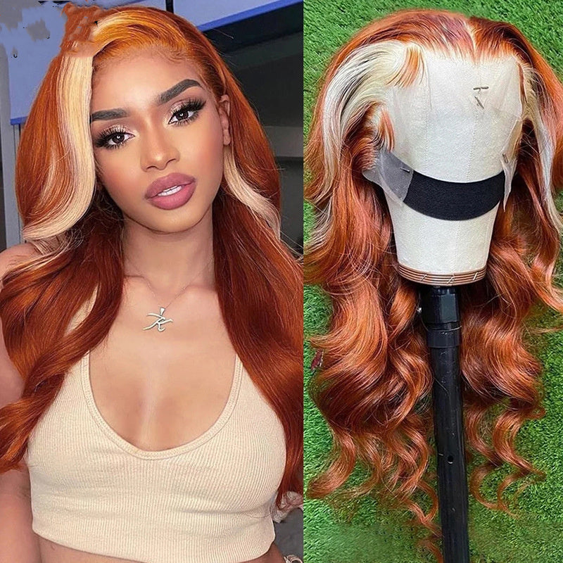 Fire Human Hair Wig Head Cover Highlights 613