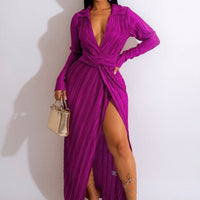 Raspberry Slit Maxi Dress