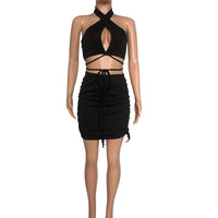 Halter Neck Two Piece Skirt Set