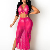 Crop Top Tassell Beach Skirt Set